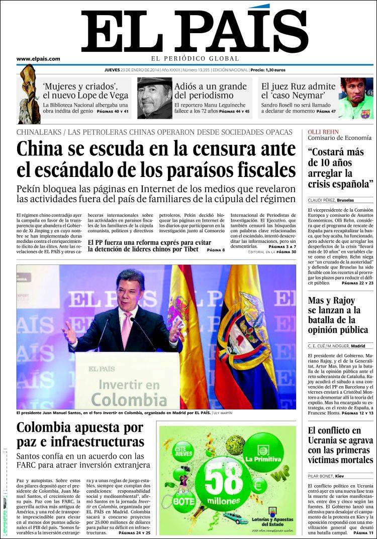 Газета онлайн на испанском языке El Pais. учить исппанский язык